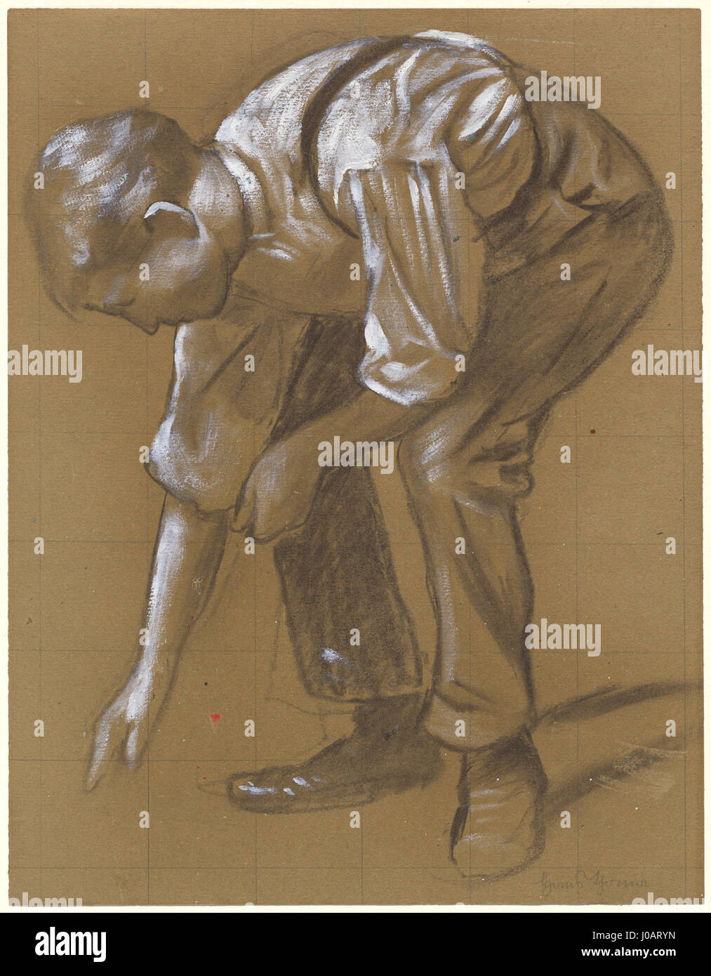 Hans Thoma - Ein Mann beugt sich über (1886) Stock Photo