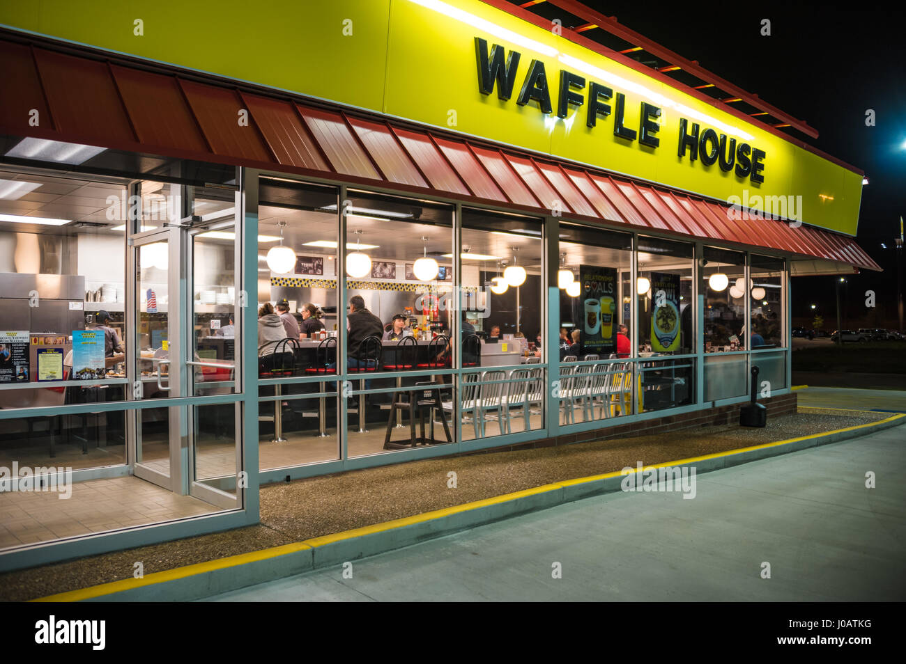 Busy Waffle House restaurant in Jasper, Alabama. Stock Photo