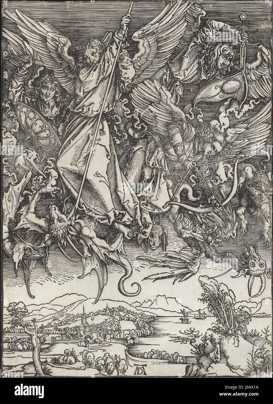 Albrecht Dürer - Combate de São Miguel contra o dragão Stock Photo