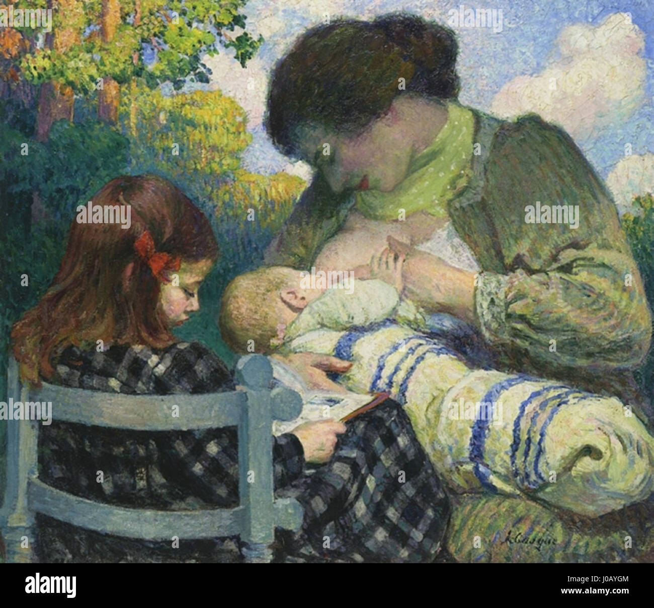 Basque Mother This artwork by Henri Lebasque, titled 'Maternité,' depicts a scene of ...