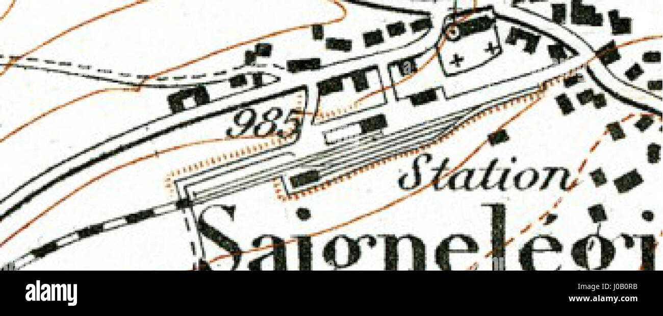 Gleisplan Saignelégier 1896 Stock Photo
