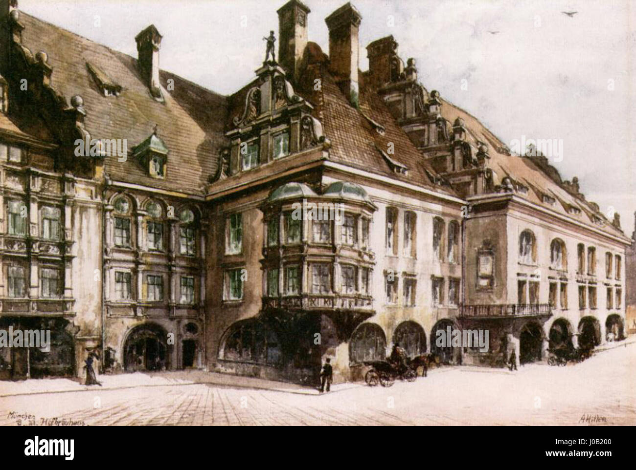 Adolf Hitler's connection to the Hofbräuhaus is rooted in his early political career, where he gave speeches at this iconic beer hall in Munich. The Hofbräuhaus is a significant historical location in the rise of National Socialism in the early 20th century. Stock Photo