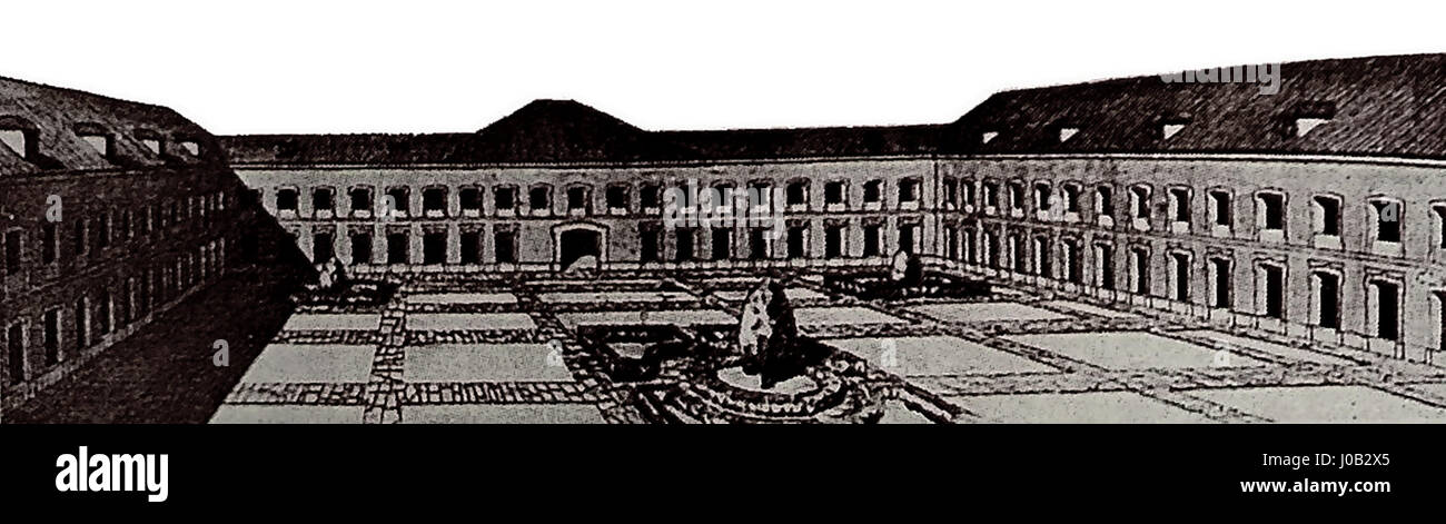 This artwork depicts the 'Patio de la Antigua Real Fábrica de Paños ...