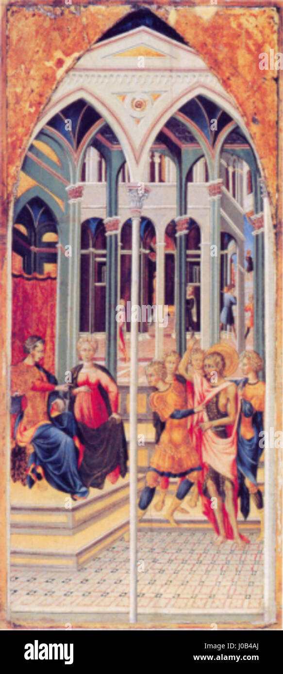 Giovanni di Paolo - Saint John the Baptist Accusing Herod (Westfälisches Landesmuseum, Münster) Stock Photo
