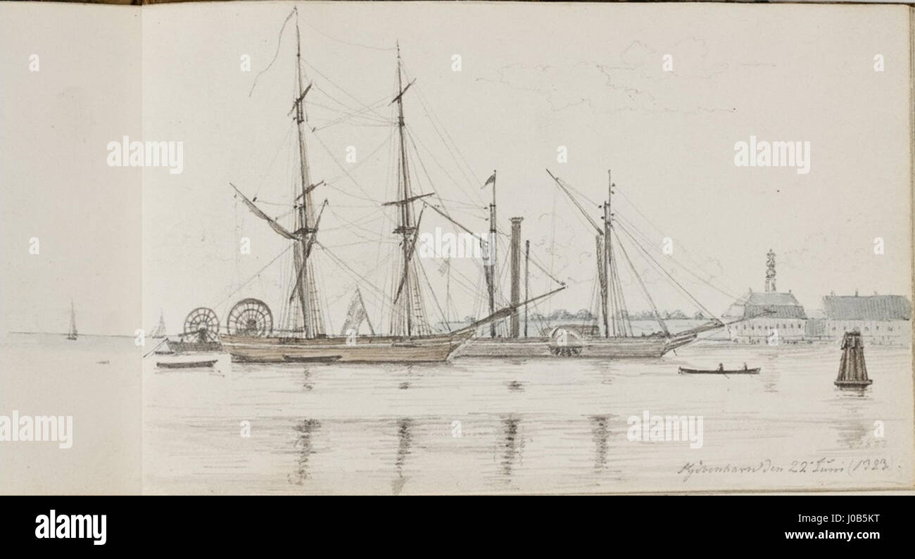 Martinus Rørbye - Fra Københavns Havn - 1832 (cropped) Stock Photo