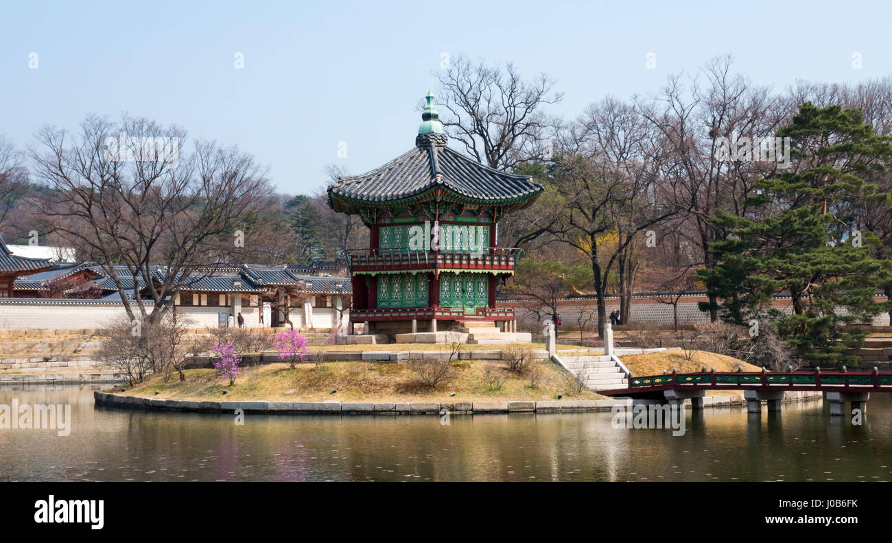 Hyangwon-Jeong pavillion at Gyeongbokgung Palace, Seoul - South Korea Stock Photo