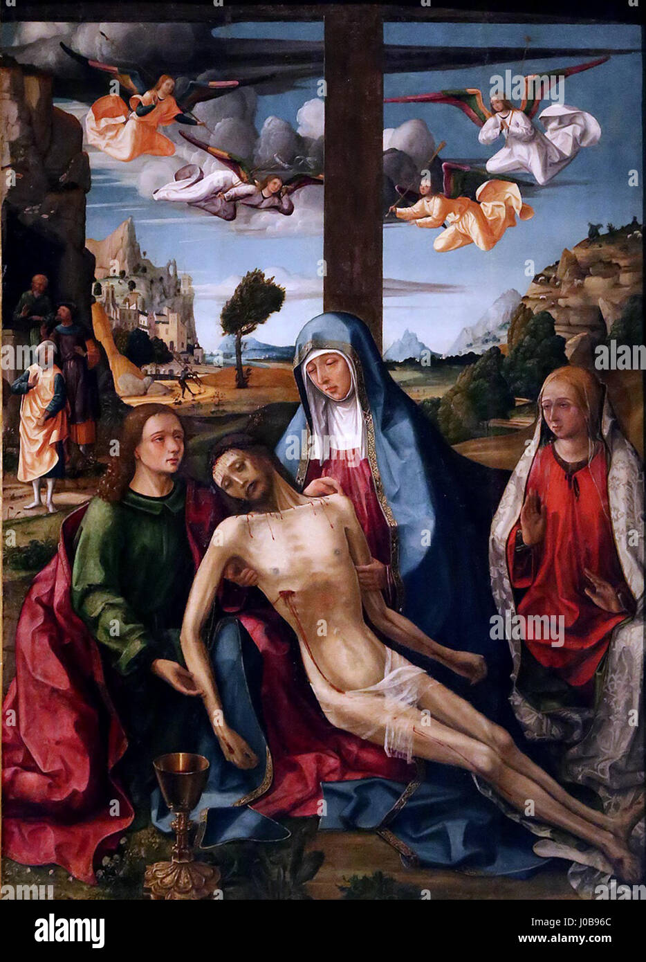 Piedad al pie de la cruz, del Maestro de Artés (Museo de Bellas Artes de Valencia) Stock Photo
