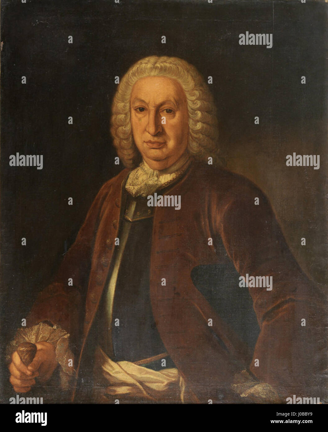 Retrato do Marquês de Pombal representado com peitoral, tricórnio e bengala - Escola Portuguesa do séc. XVIII Stock Photo