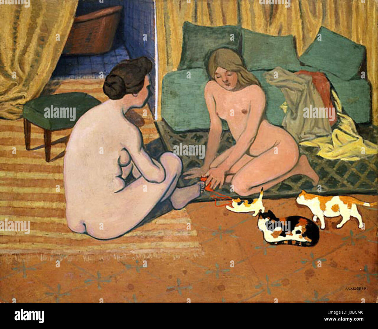 Félix Vallotton, 1897-98 ca - Femmes nues aux chats Stock Photo - Alamy