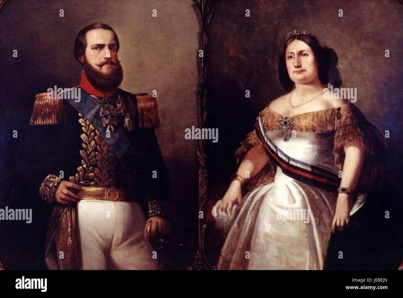 François-René Moreaux - Imperador D.Pedro II e Imperatriz Teresa Cristina Stock Photo