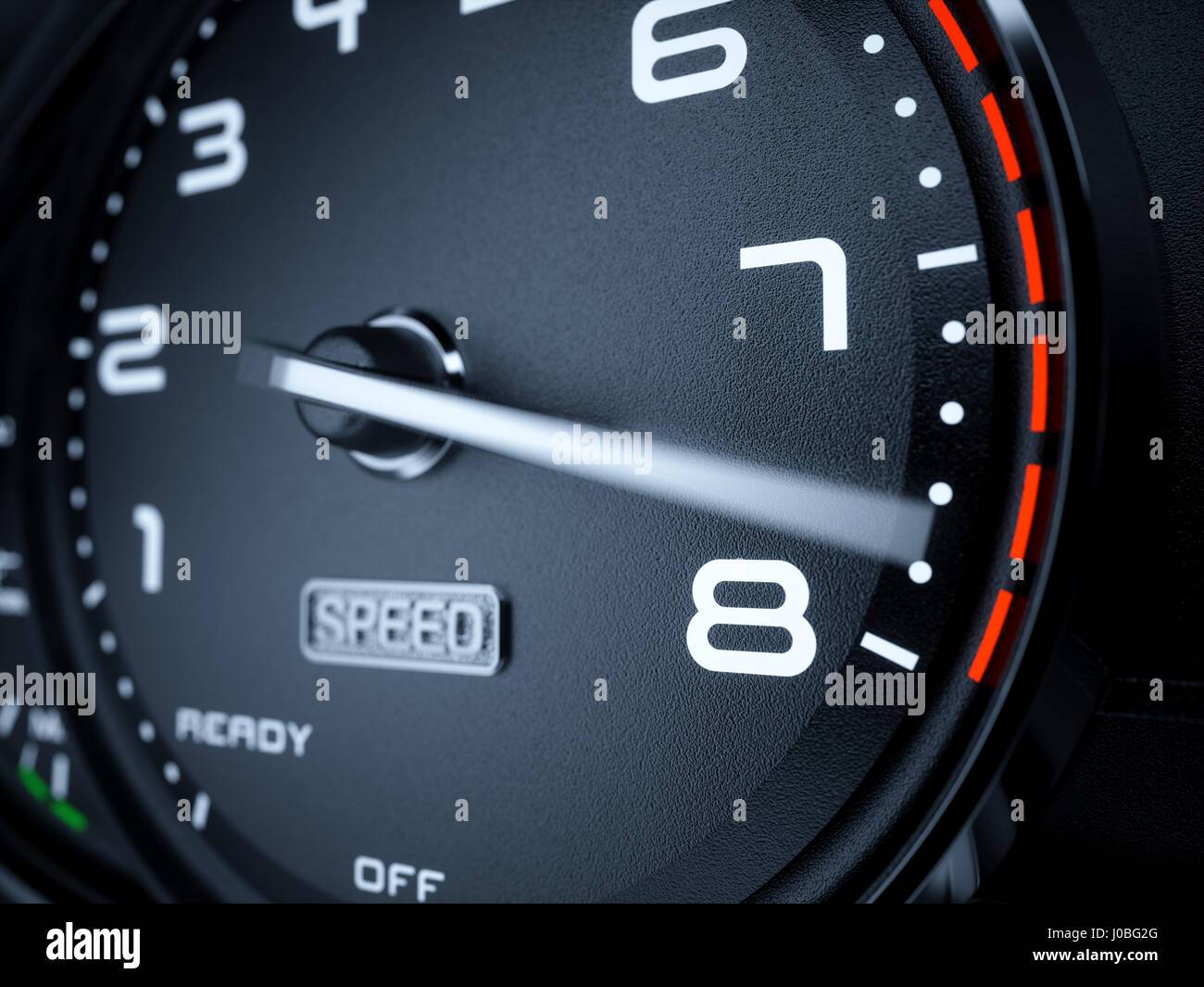 Car illuminated dashboard speedometer tachometer with max boost power. 3d renderin illustration Stock Photo