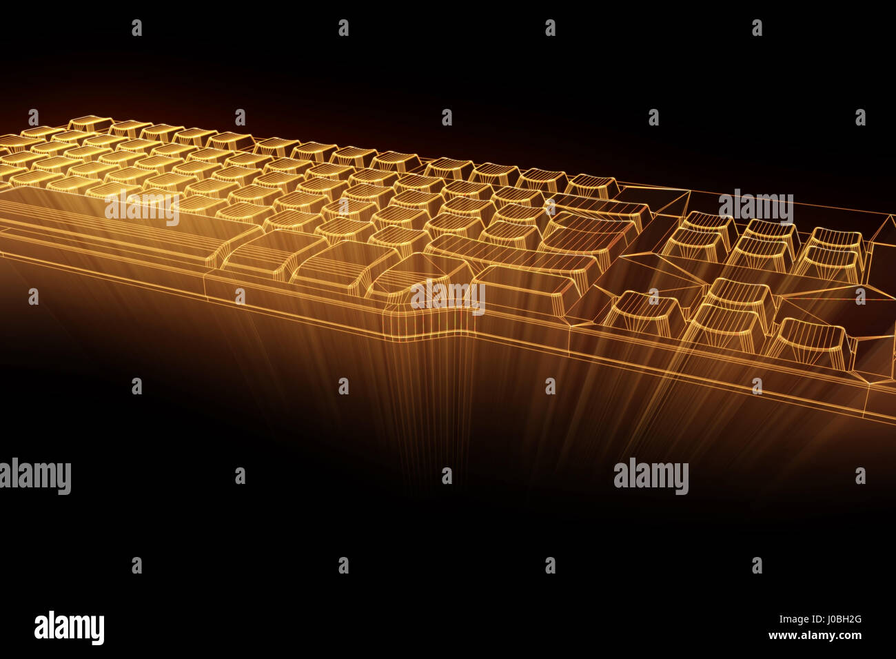 Wireframe Keyboard Layout PC Keyboard in Hologram Wireframe Style. Nice 3D Rendering Stock Photo ...