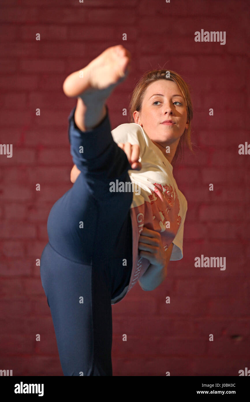 Olympic taekwondo champion Jade Jones MBE training in Beeston, Nottingham in 2016 Stock Photo