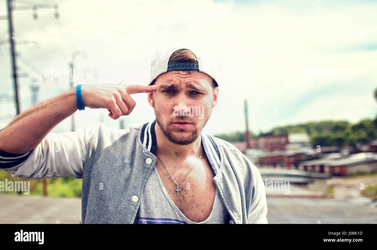 bearded person hip-hop style dancer Stock Photo