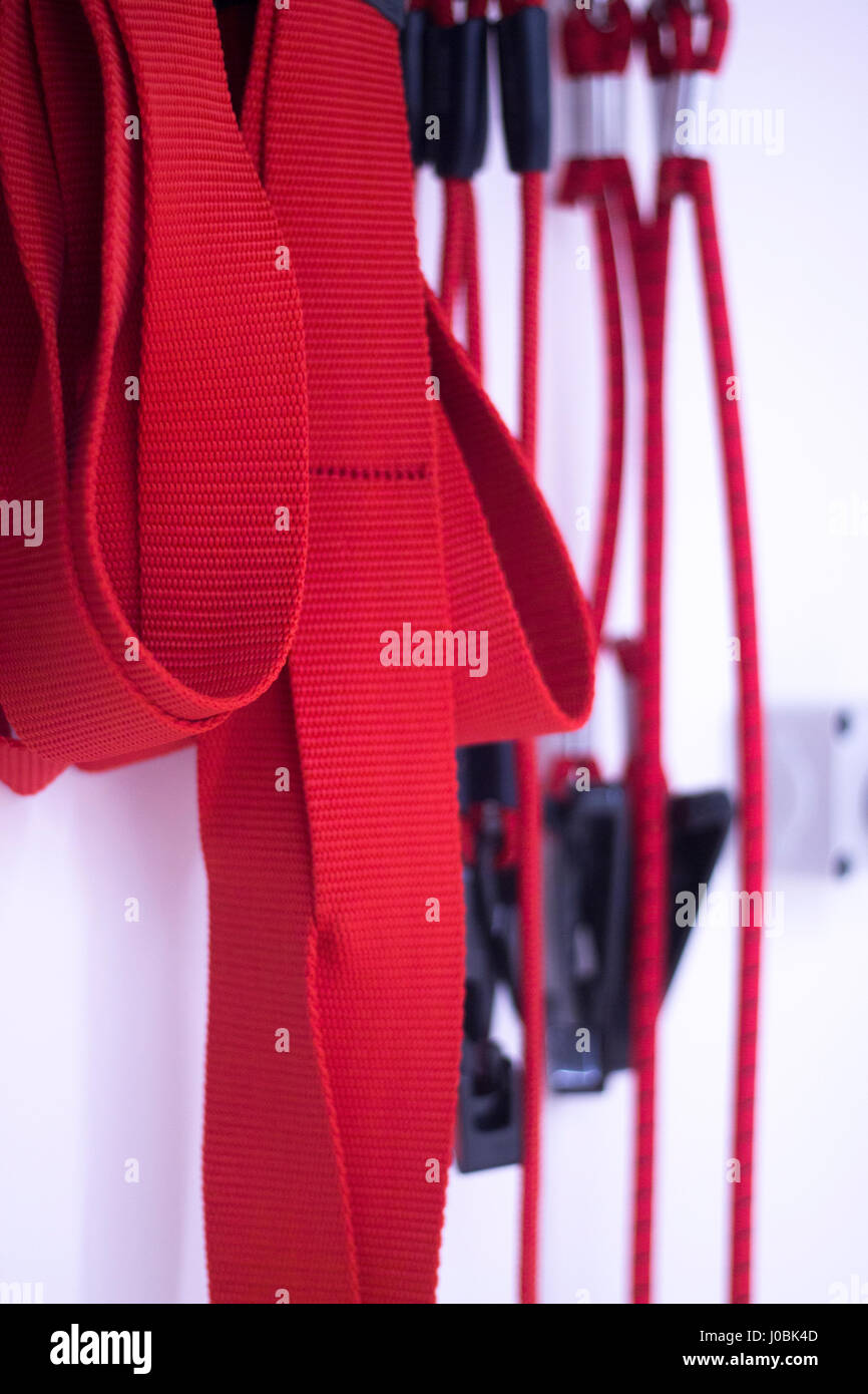 Suspension training physical therapy exercise equipment with red cord