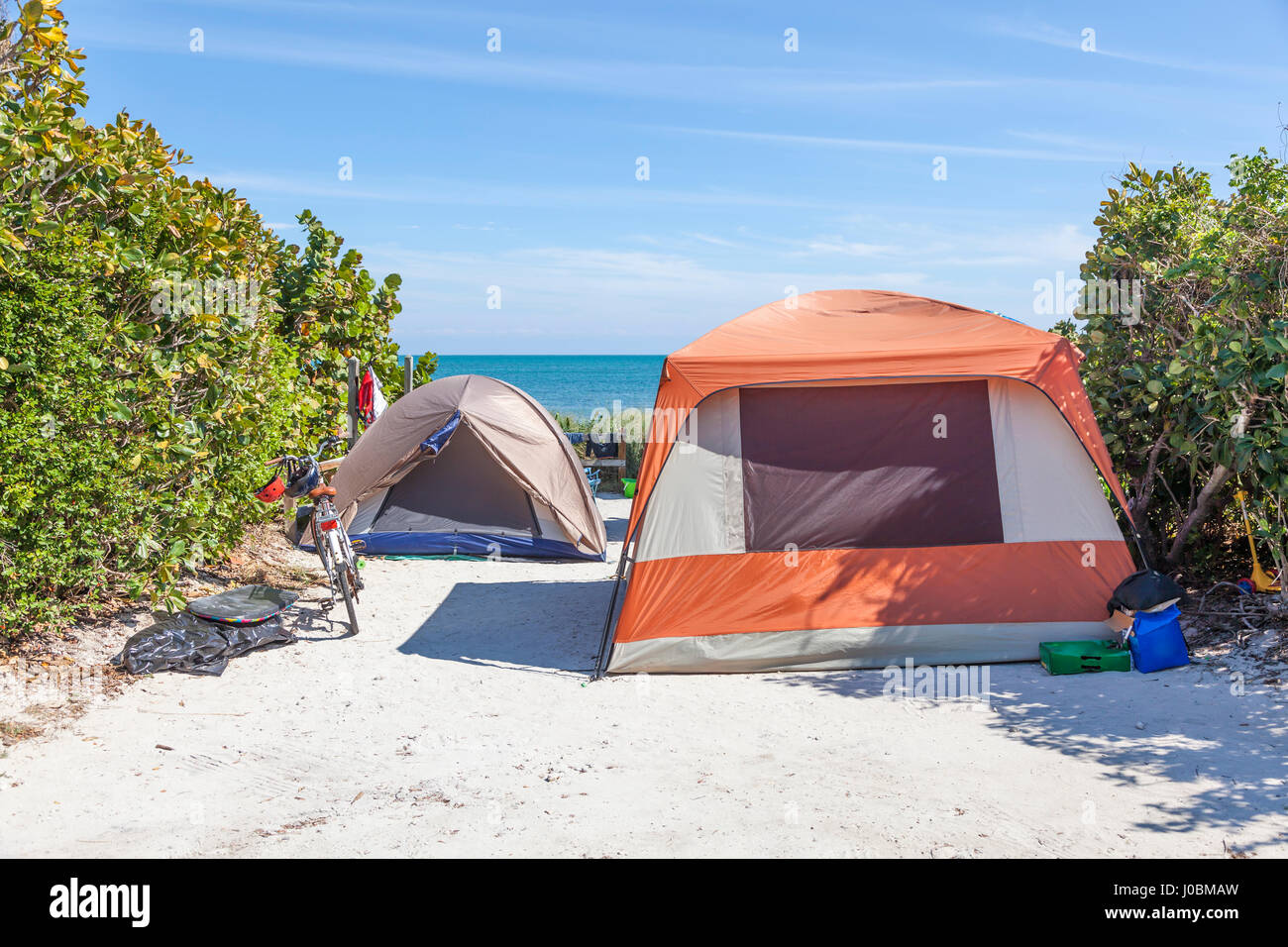 Camping at the beach in Bahia Honda state park. Florida Keys, United States Stock Photo