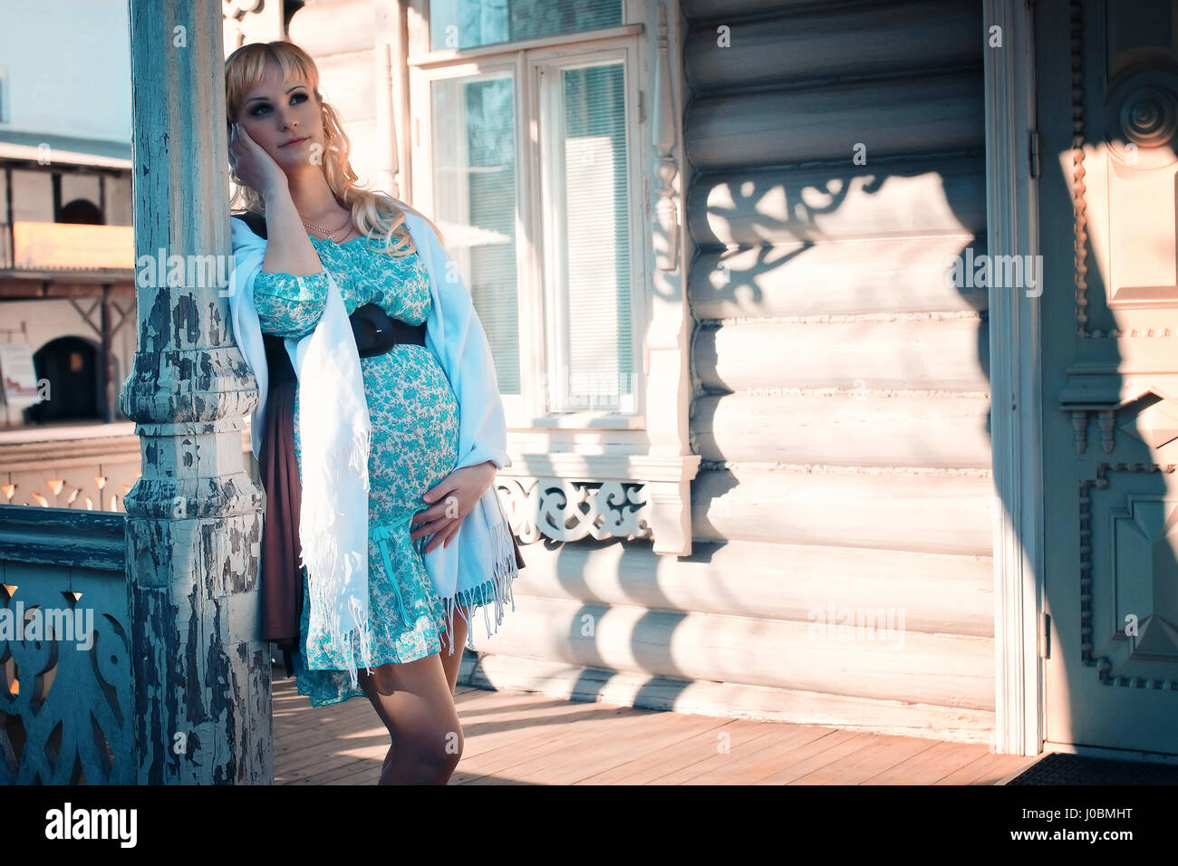 pregnant woman on the walk city park in autumn day Stock Photo - Alamy
