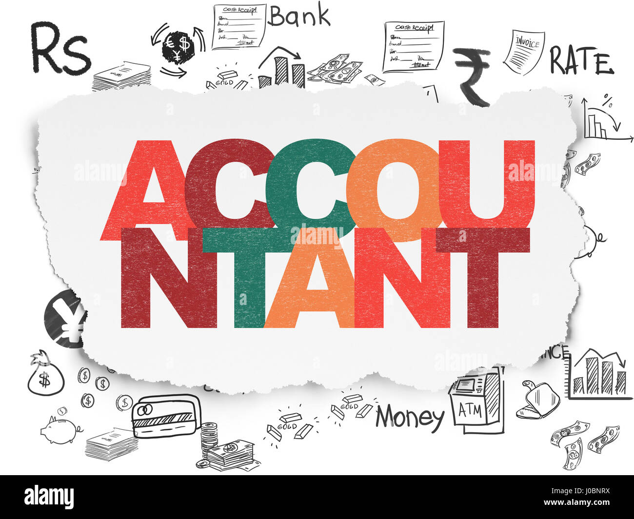 Currency concept: Accountant on Torn Paper background Stock Photo - Alamy