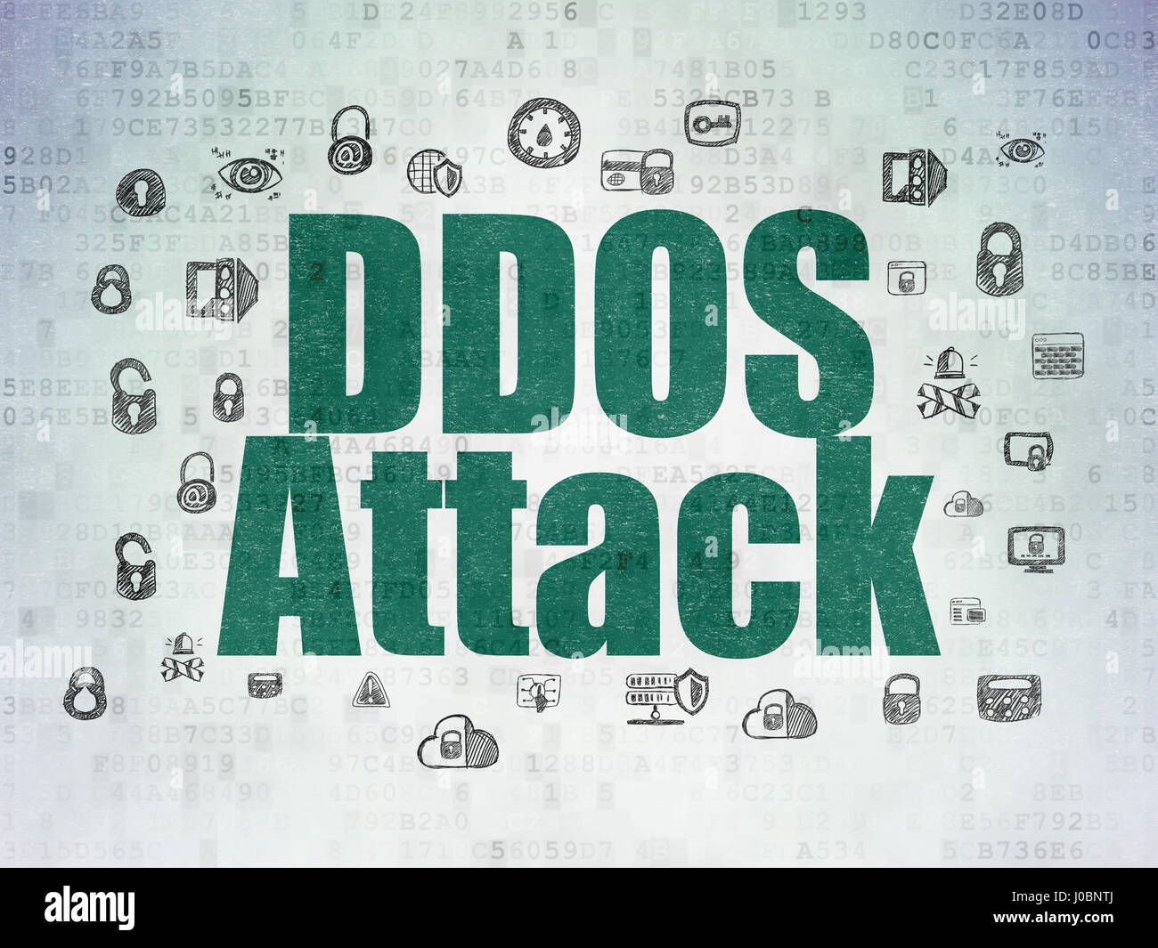 Privacy concept: DDOS Attack on Digital Data Paper background Stock ...