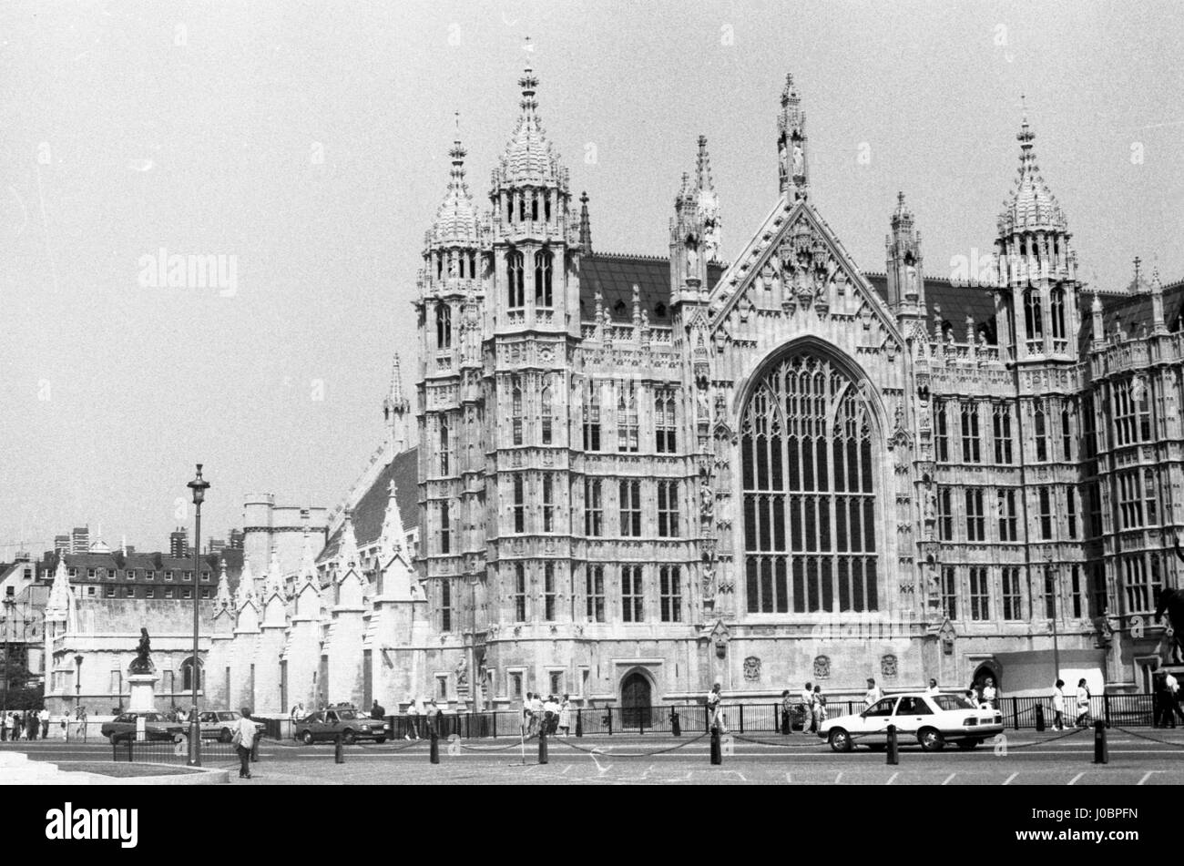 Exterior view of the Houses of Parliament at Westminster in London, England on August 5, 1989. Stock Photo