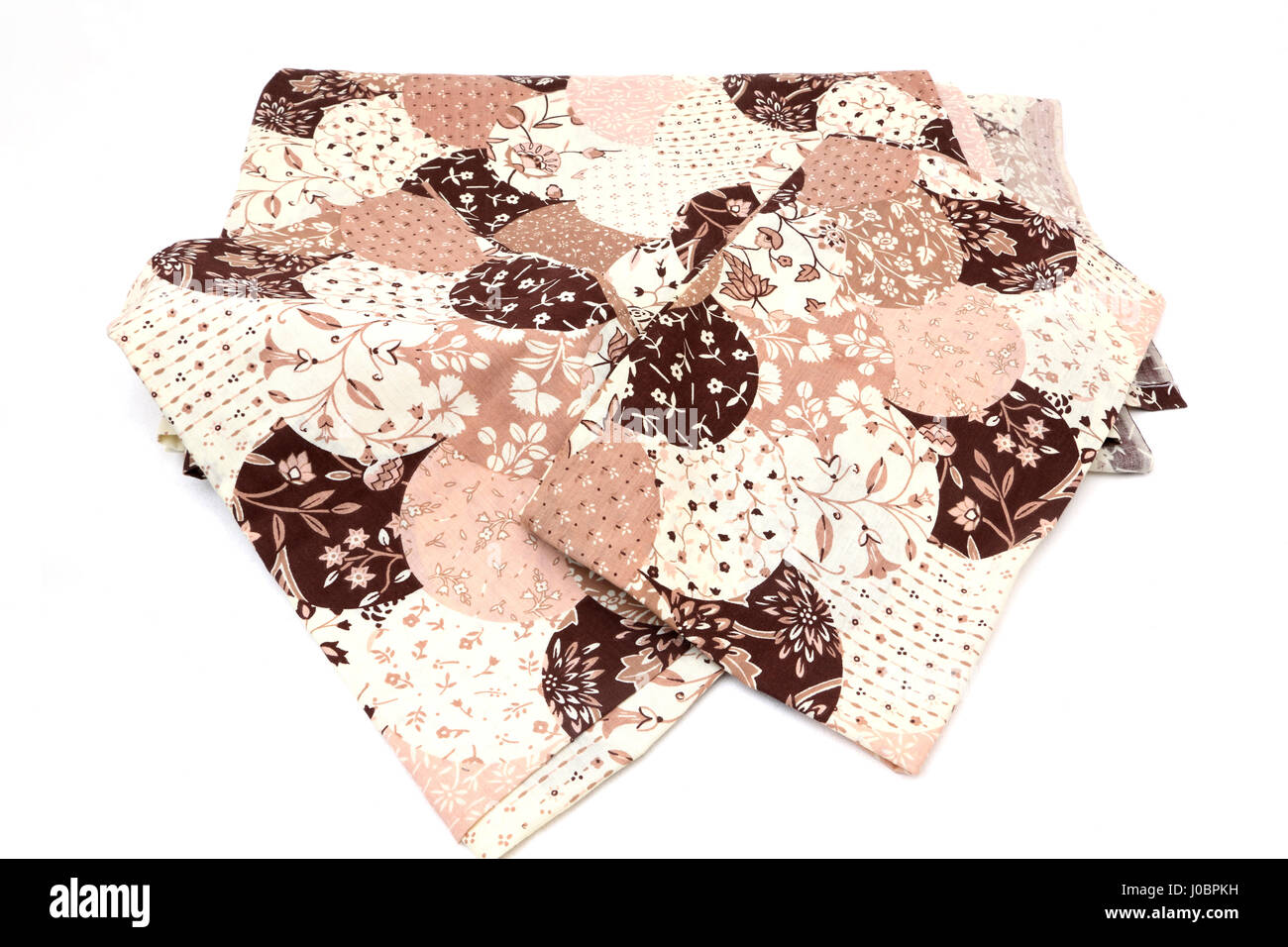 Vintage 1960's Floral Print Bed Sheets Pink, Cream And Brown Stock Photo
