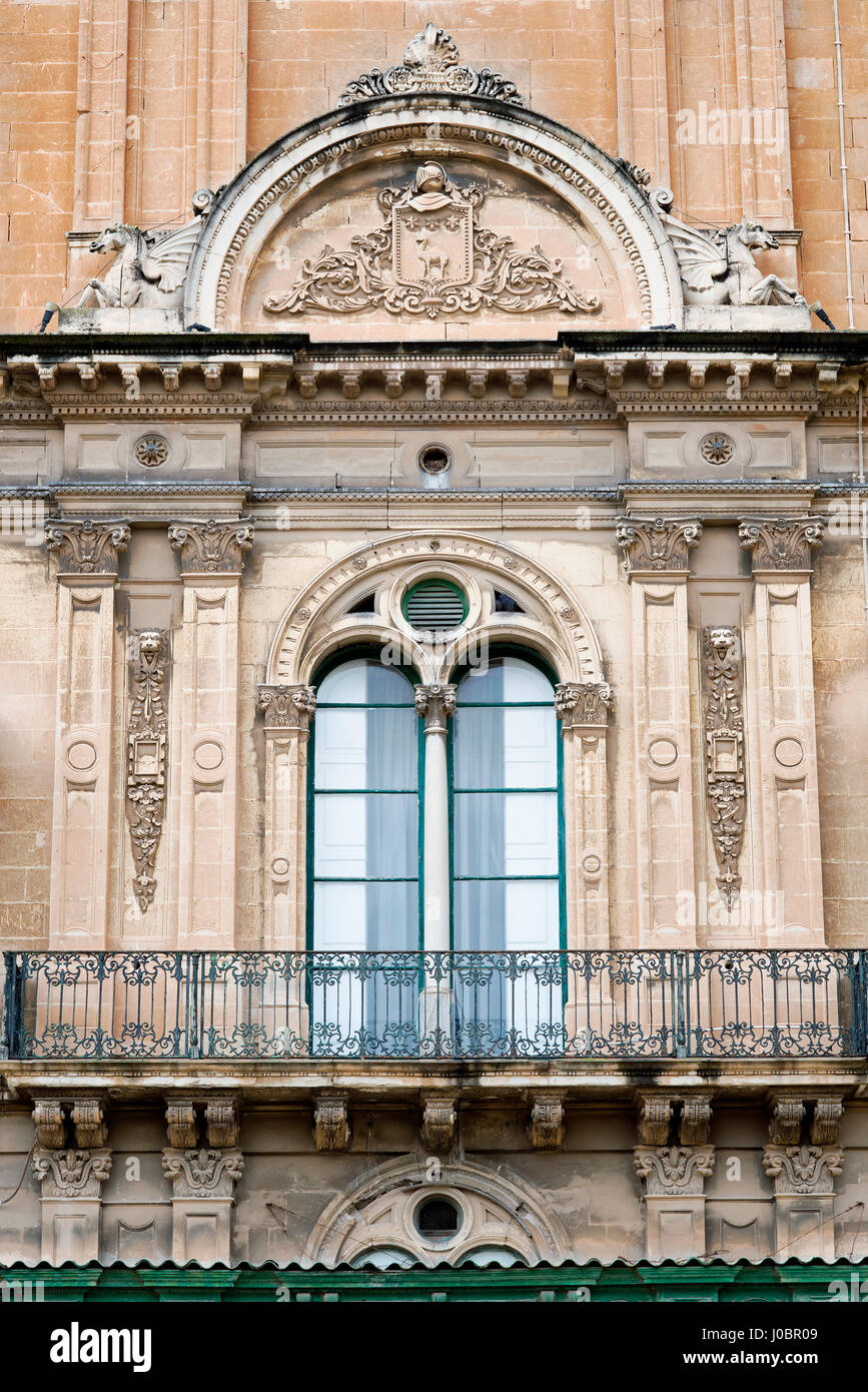 Balcony and window in Mannerist style (High Renaissance) at the Grand Master's Palace, Valletta, Malta Stock Photo