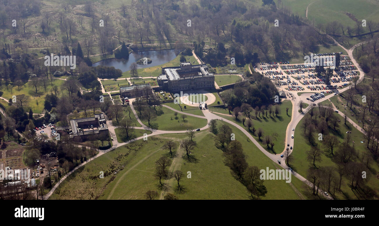 aerial view of Lyme Park, used as Pemberley in Pride & Prejudice, Cheshire, UK Stock Photo