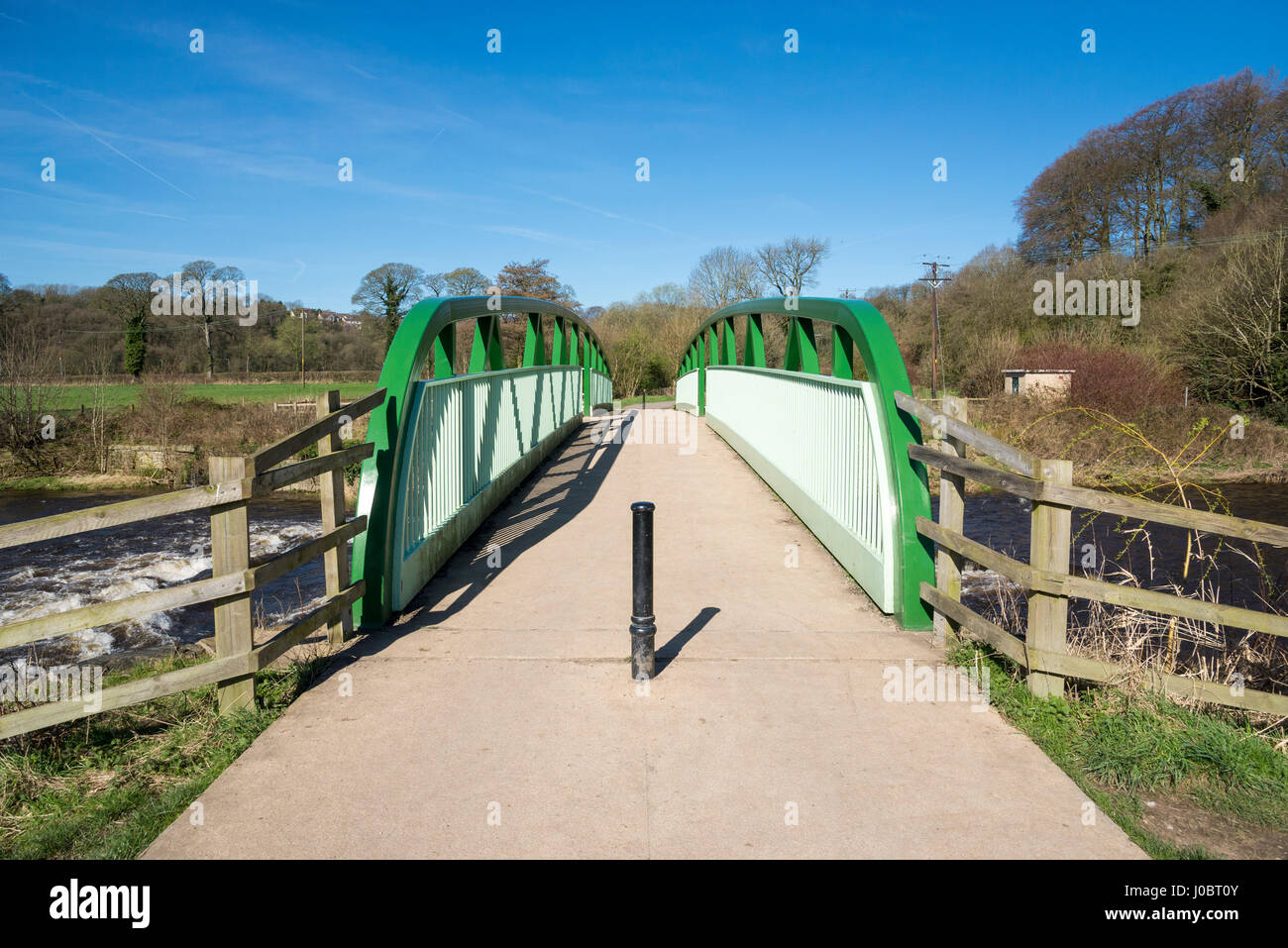 New footbridge over the river Goyt near Chadkirk country estate