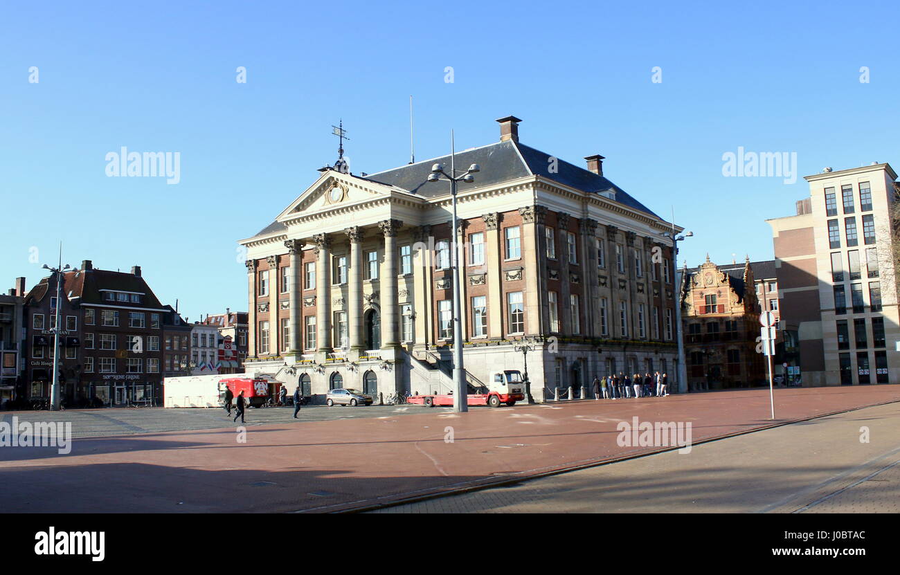 Early 18th century City Hall (stadhuis) on Grote Markt (Main Square) in the historic centre of Groningen, The Netherlands Stock Photo