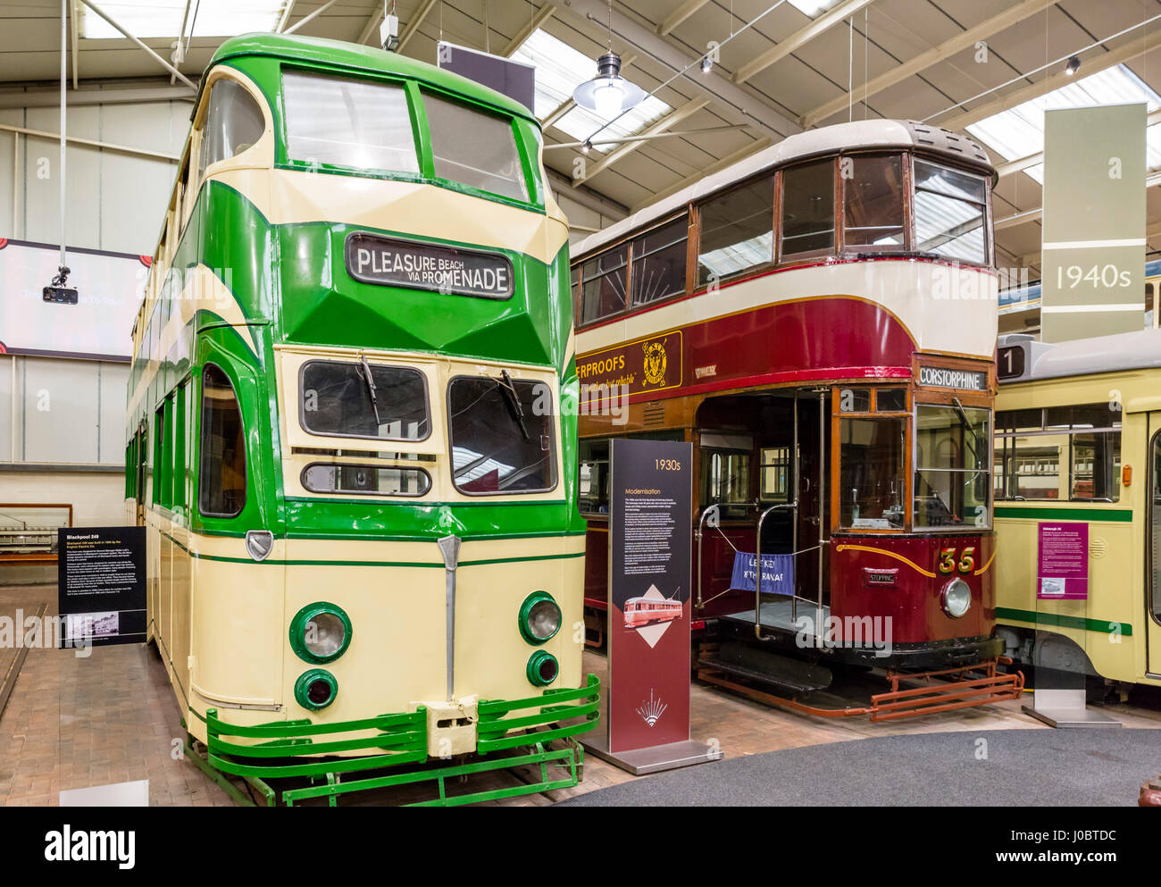 Great Exhibition Hall at the National Tramway Museum, Crich Tramway Village, nr Matlock, Derbyshire, England, UK Stock Photo