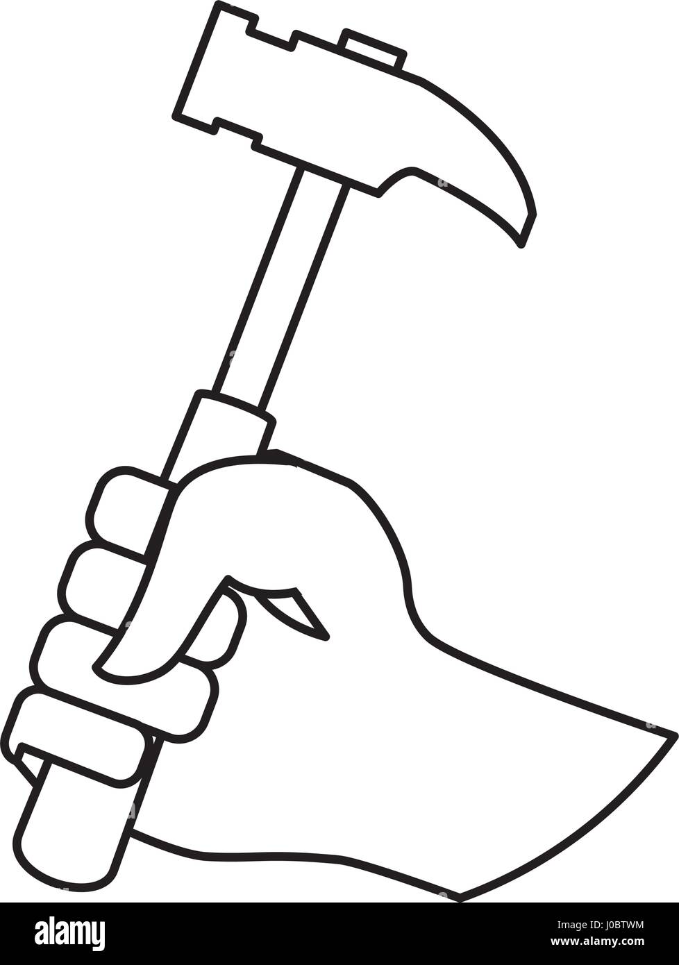 Hand holding construction hammer vector Black and White Stock Photos ...