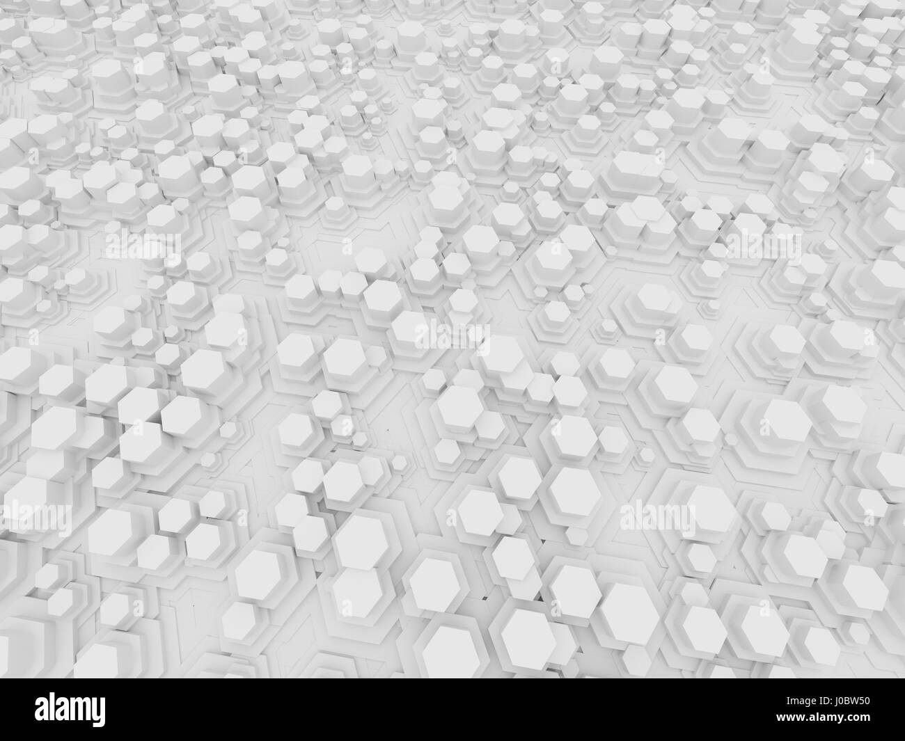 3d render of abstract white hexagonal background perspective Stock ...