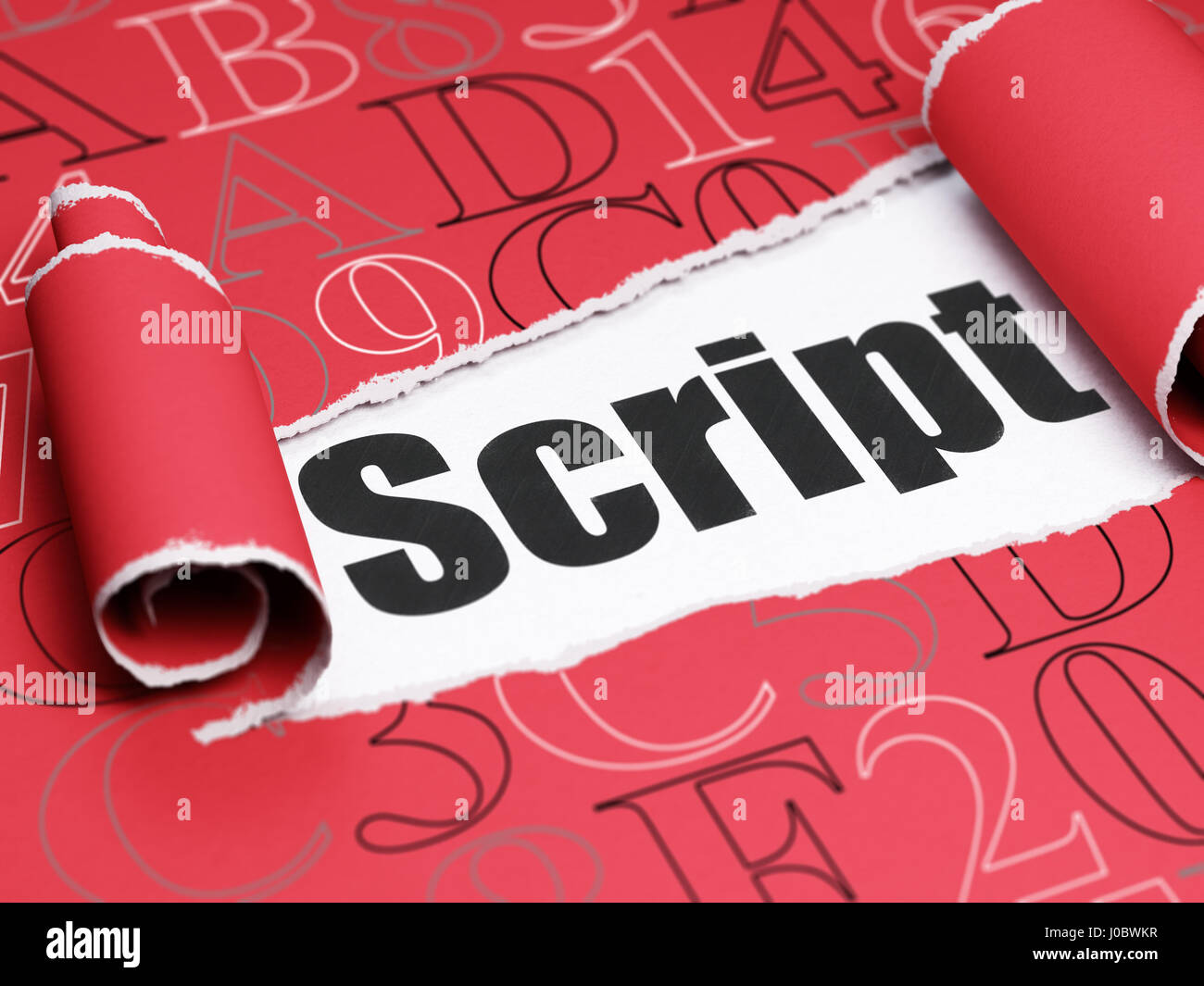 Database concept: black text Script under the piece of torn paper Stock ...