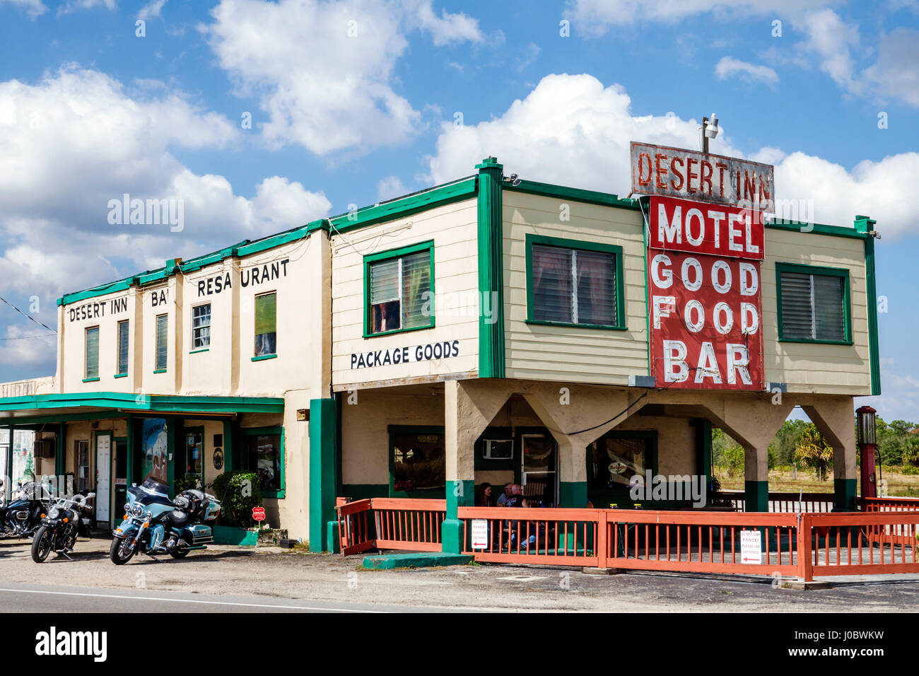 Florida Yeehaw Junction,Wilson's Corner,Desert Inn Motel,historic site,lodging,restaurant restaurants food dining cafe cafes,bar lounge pub,exterior,f Stock Photo