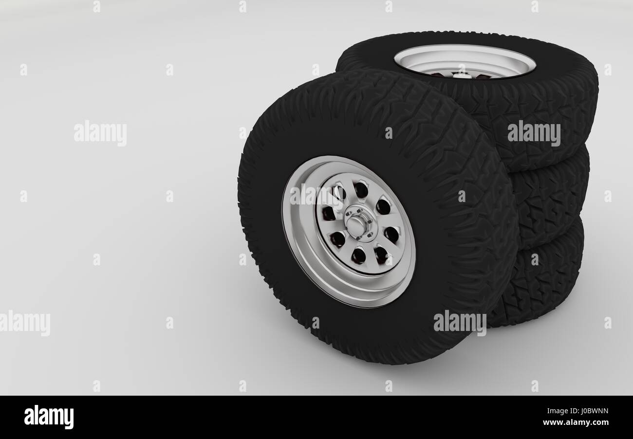 new offroad tyre isolated on white background 3d render Stock Photo