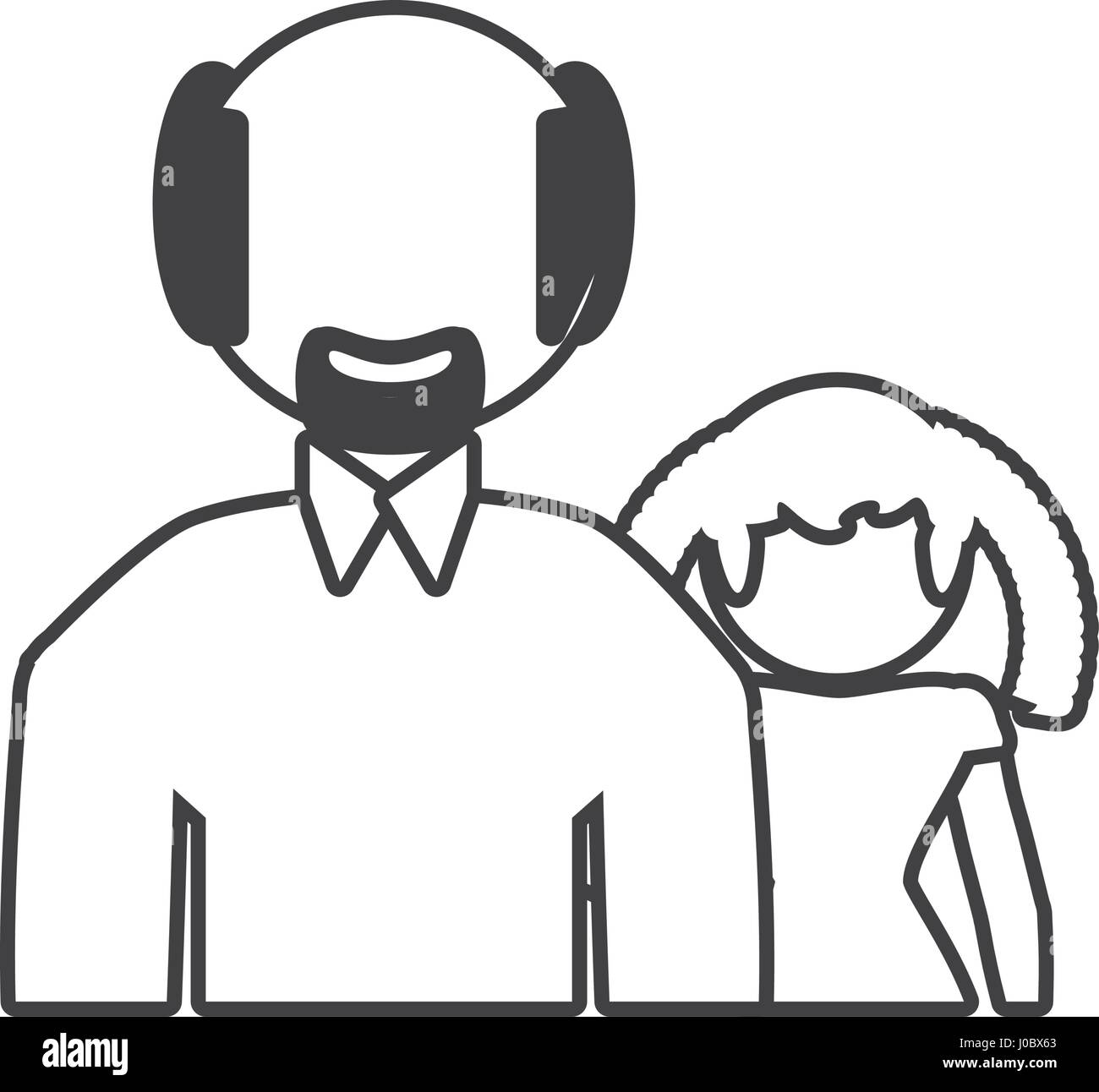 grandfather and granddaughter lovely outline Stock Vector