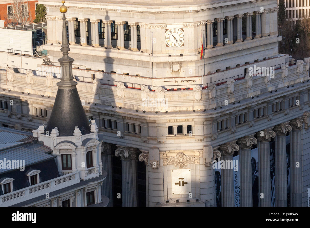 Instituto Cervantes building from from the rooftop of the Circulo de Bellas Artes, CBA, Madrid, Spain Stock Photo