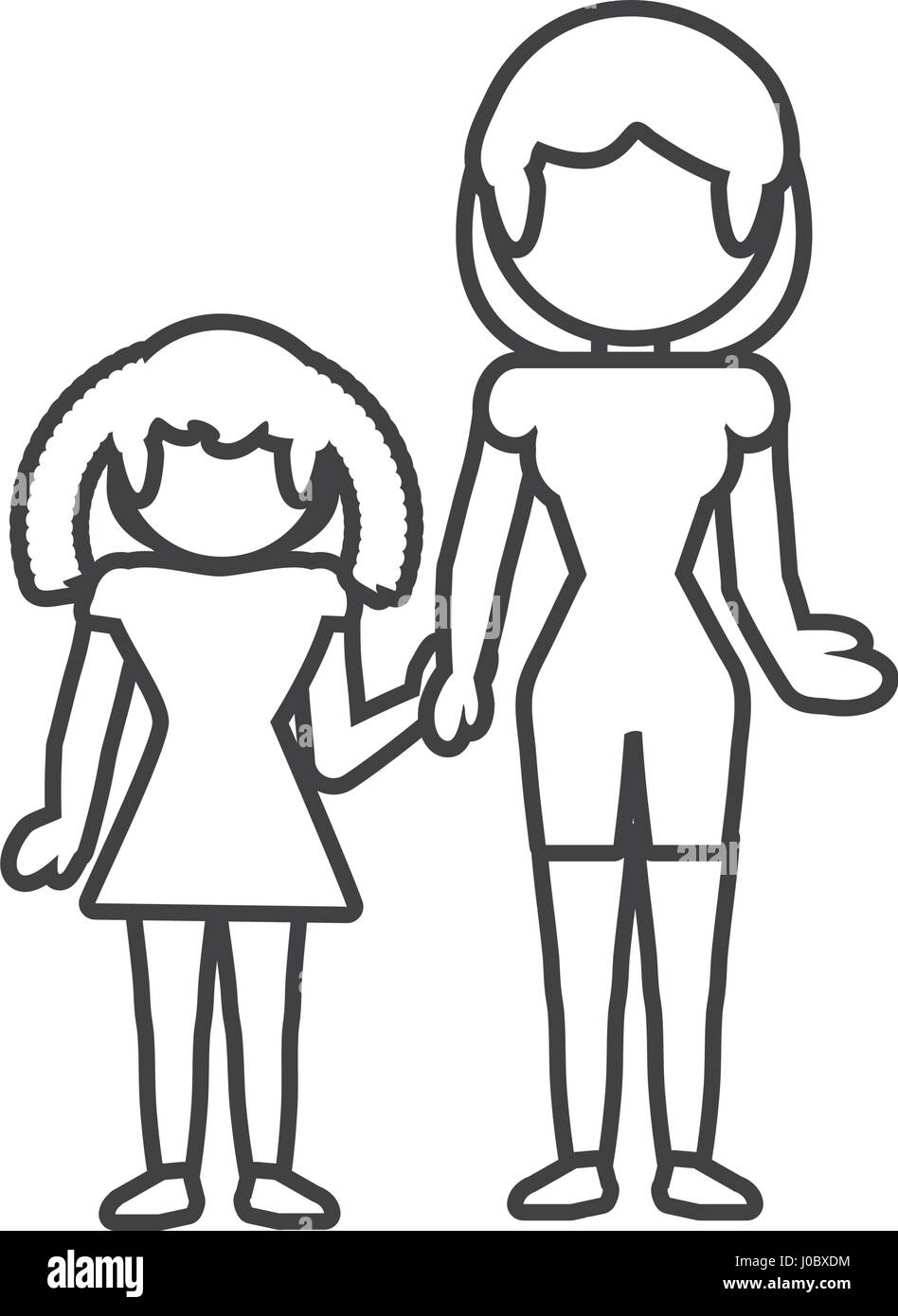 Download mom with daughter family outline Stock Vector Image & Art ...
