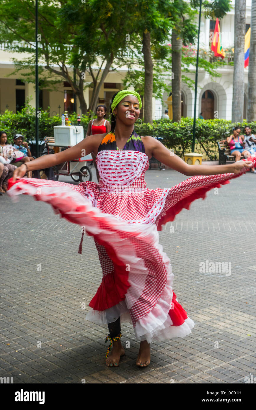 Traditional dancing in Cartagena, Colombia Stock Photo