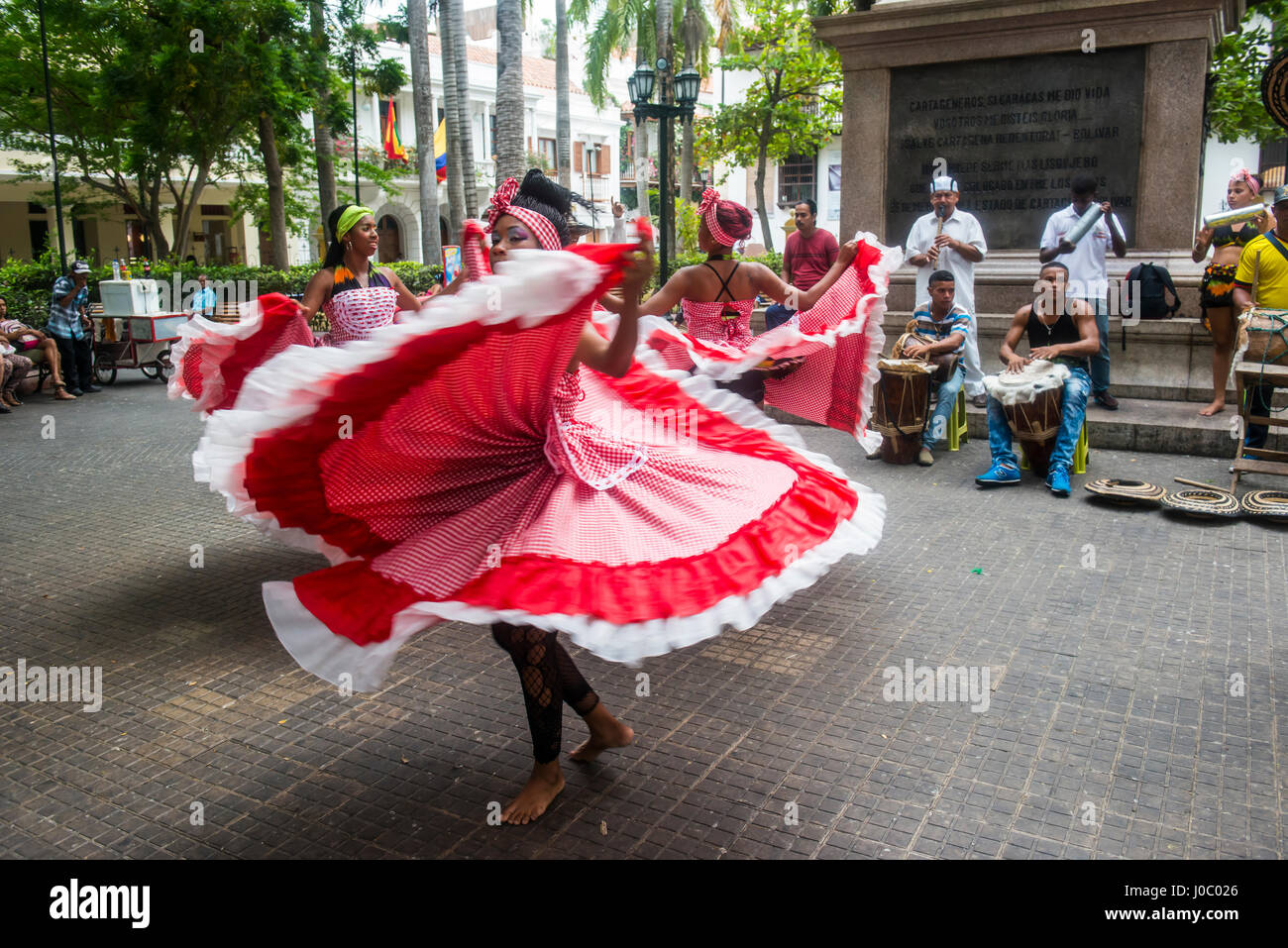 Traditional dancing in Cartagena, Colombia Stock Photo