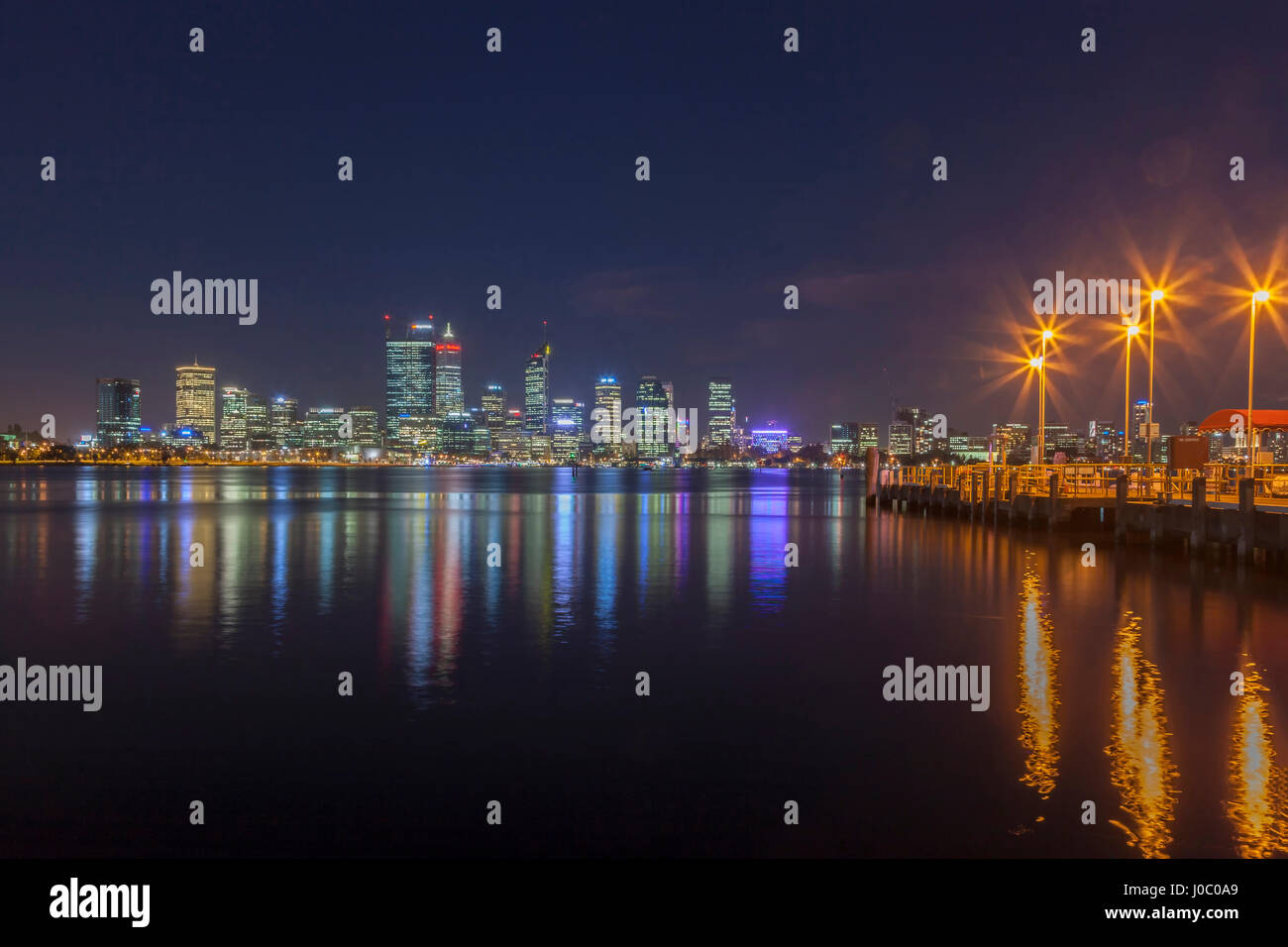 Skyline of Perth City at night, West Australia. Stock Photo