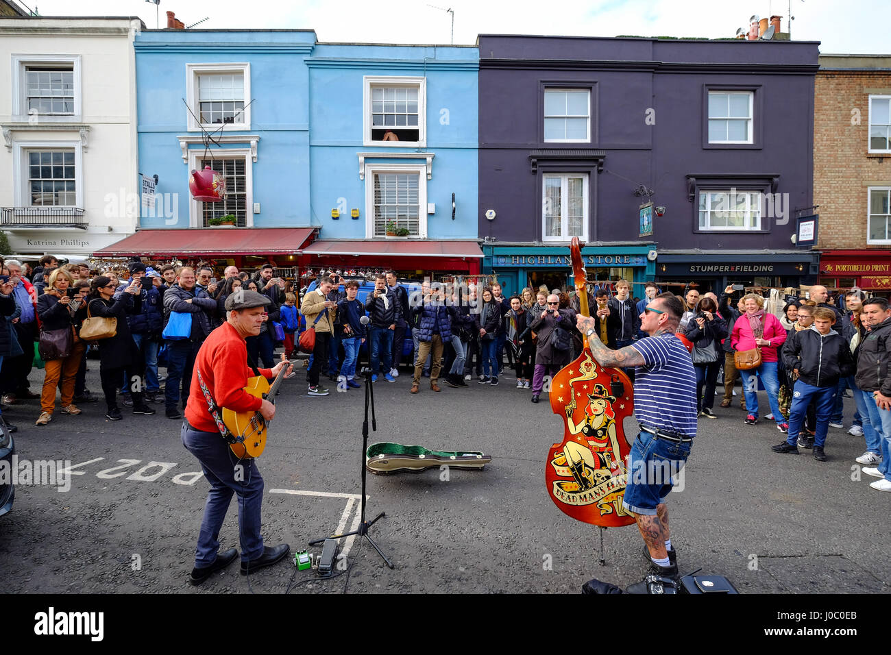 Street musicians, Portobello Road, London, England, UK Stock Photo
