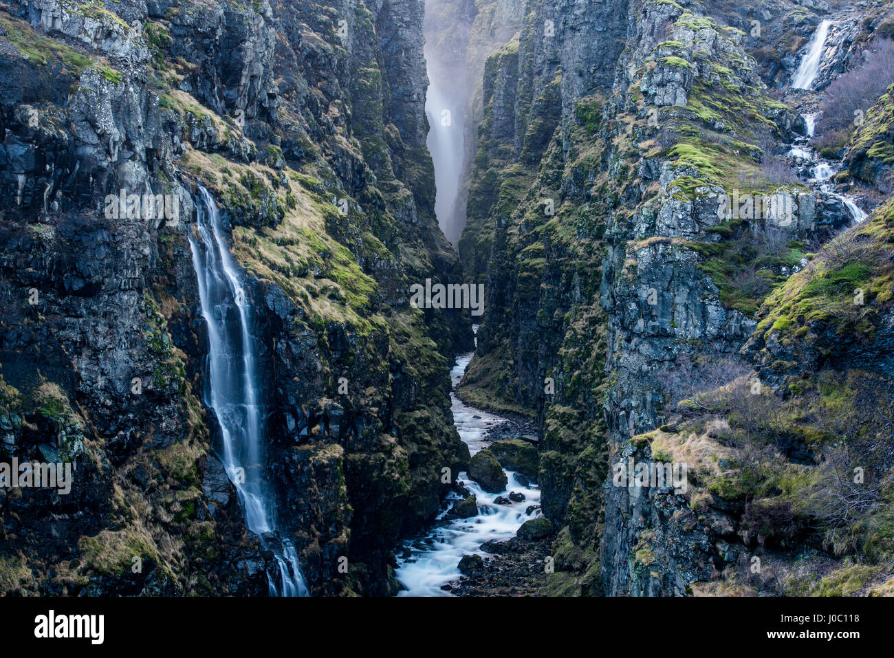 Glymur Waterfall, Iceland, Polar Regions Stock Photo