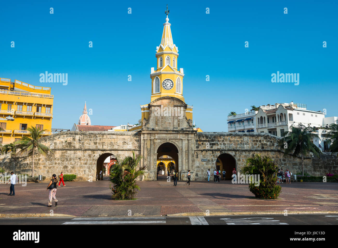 Torre del Reloj Publico (Public Clock Tower), UNESCO World Heritage Site, Cartagena, Colombia Stock Photo