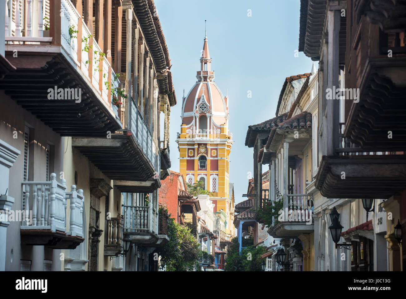 Colonial architecture in the UNESCO World Heritage Site area, Cartagena, Colombia Stock Photo