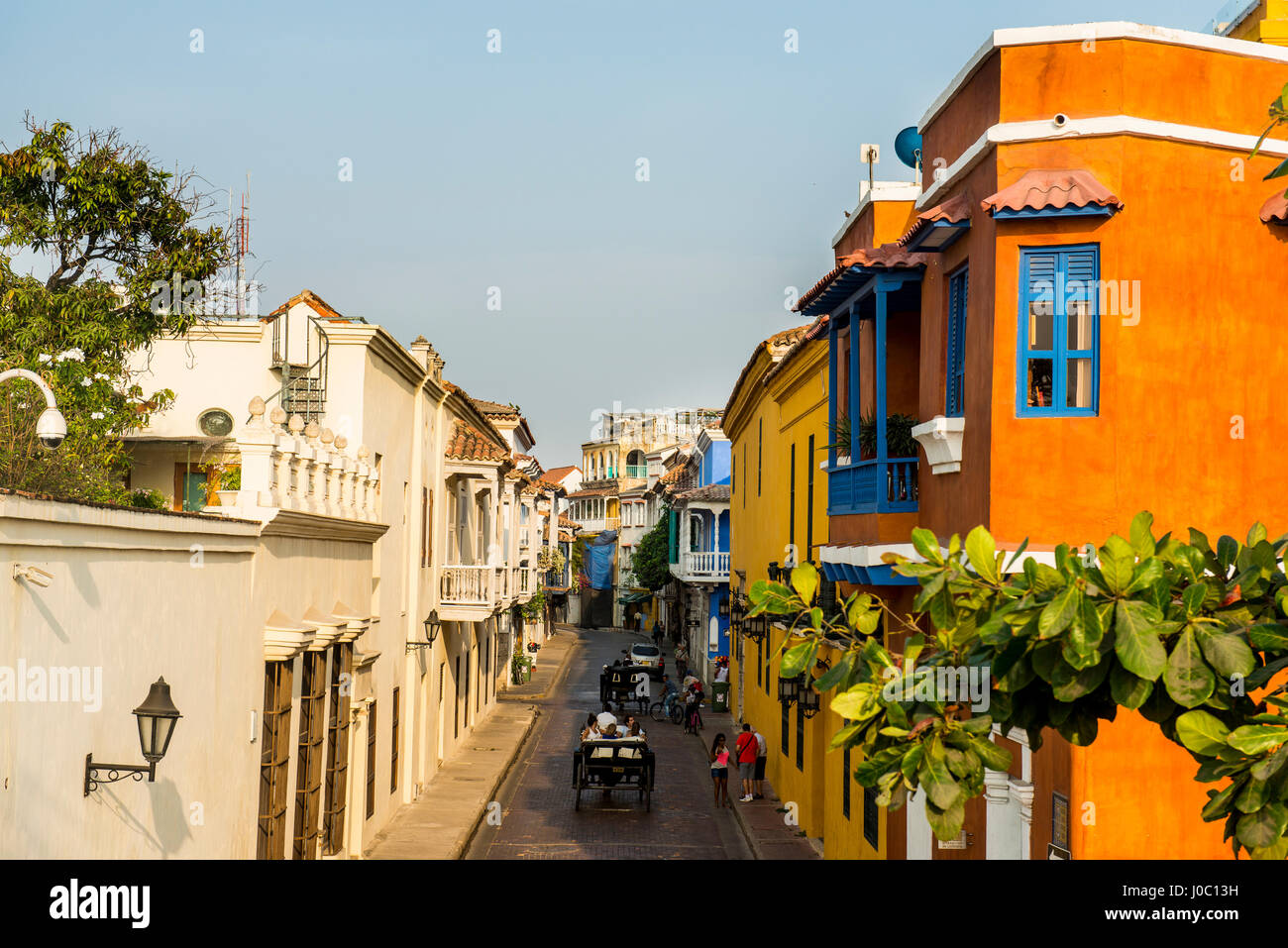 Colonial architecture in the UNESCO World Heritage Site area, Cartagena, Colombia Stock Photo