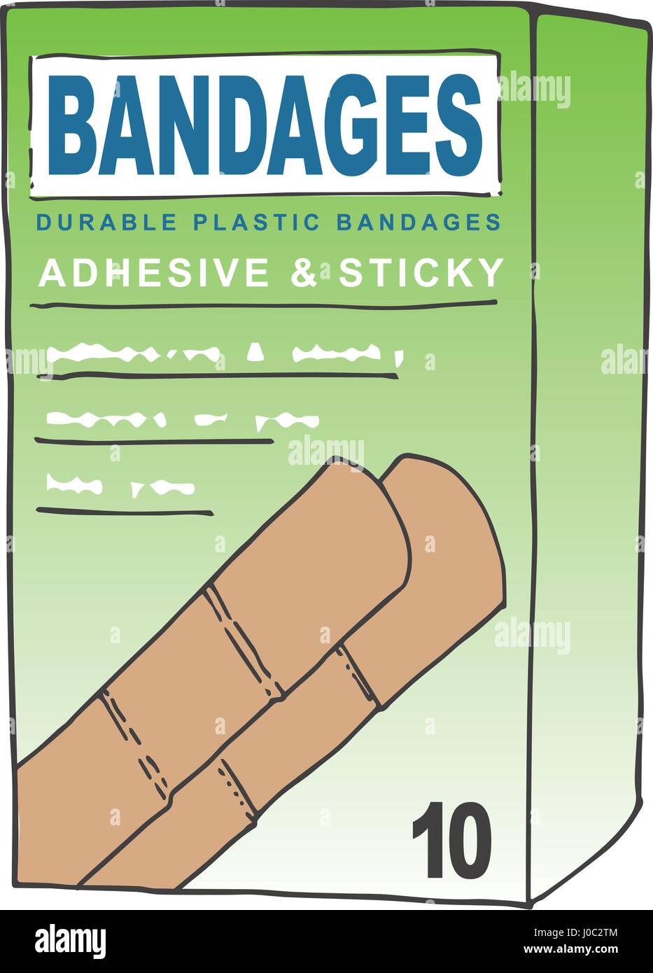 Adhesive Bandages for when you get a Cut or Scrape on your Skin. Stock Vector