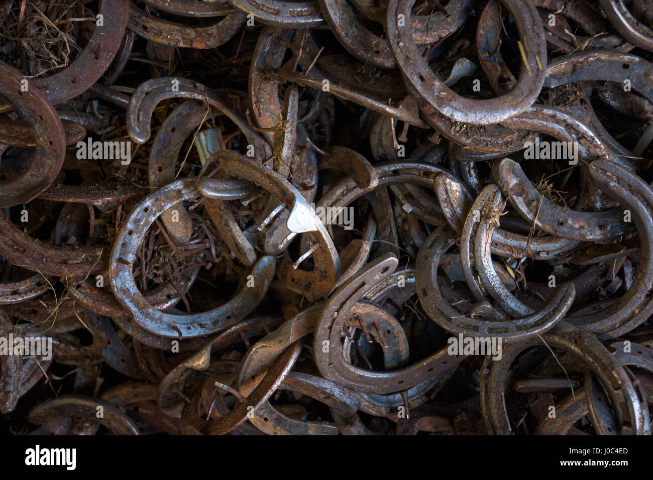 Full frame image of horseshoes Stock Photo