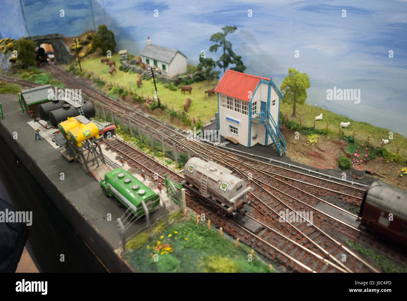 Model train layout at Grantham rail show exhibition Stock Photo Alamy