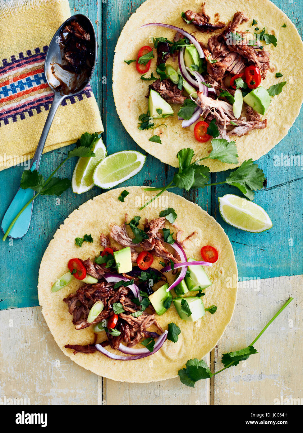 Pulled pork in tortillas Stock Photo Alamy